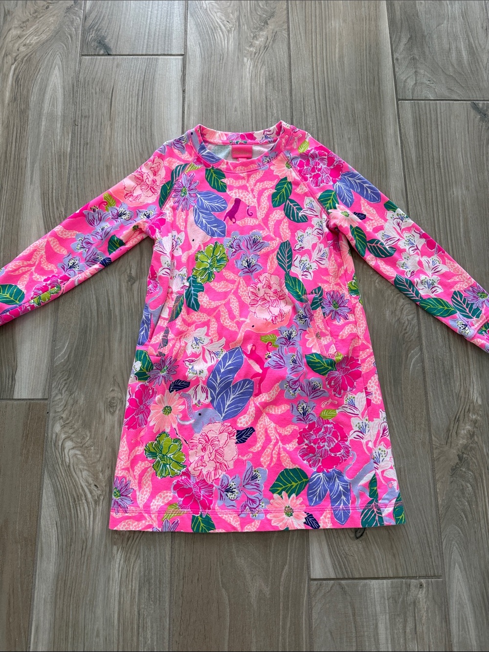 Lilly Pulitzer Pink Floral Long-Sleeve Sweatshirt Dress